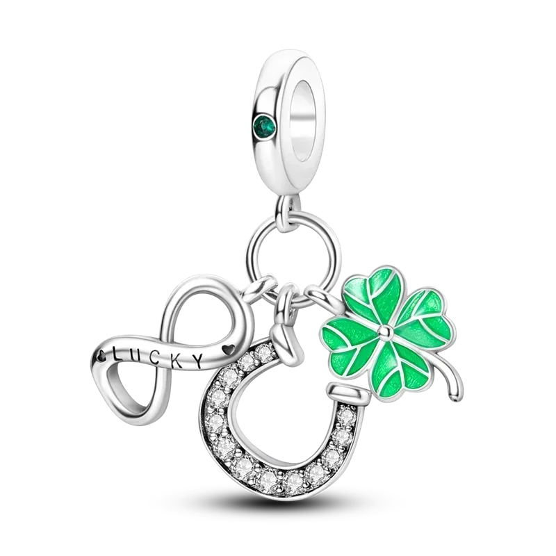 Thumbnail: 2022 New 925 Sterling SilverGreen Series Four-leaved Series Beads Charm Pendant