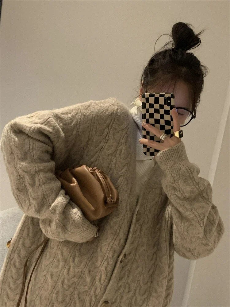 Women Sweater Winter 2 Piece Sets Elegnat Knitted Suits Female Sweaters Vintage