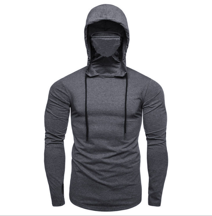 Thumbnail: new Mens Gym Thin Hoodie Long Sleeve Hoodies With Mask Sweatshirt Casual Splice
