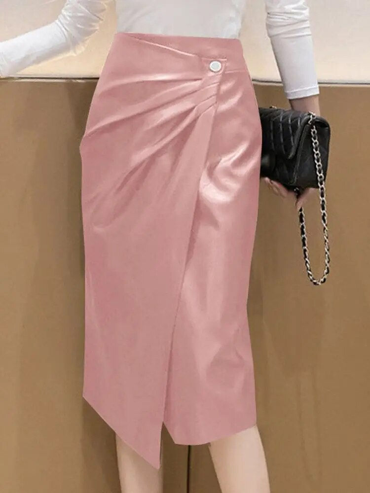 Thumbnail: ZANZEA 2023 Women PU Leather Skirt Fashion High Waist Long Jupes Autumn Vintage