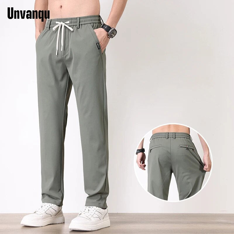 Miniatura: Unvanqu Korean Style Ice Silk Pants 2024 Spring Summer Men's Fashion New Slim C