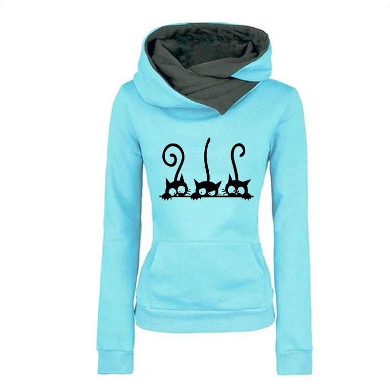 Miniatura: New Arrival Women's Cute Cat Hoodies Autumn Winter Warm Sweatshirt High Quality