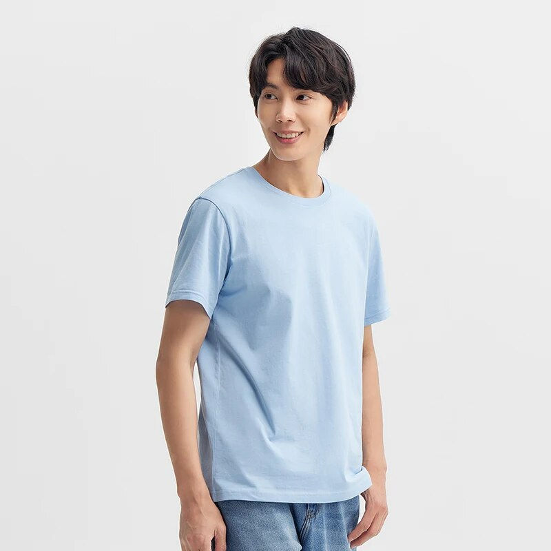 Imej kecil: Semir 2024 Short-Sleeved T-Shirt Men Spring New Pure Cotton Bottoming Shirt Sim