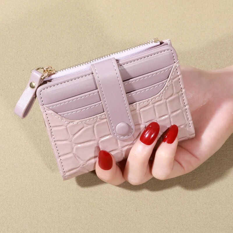 Miniatiūra: Mini Crocodile Print Clutch Wallet, Short Credit Card Holder, Women's Card Case