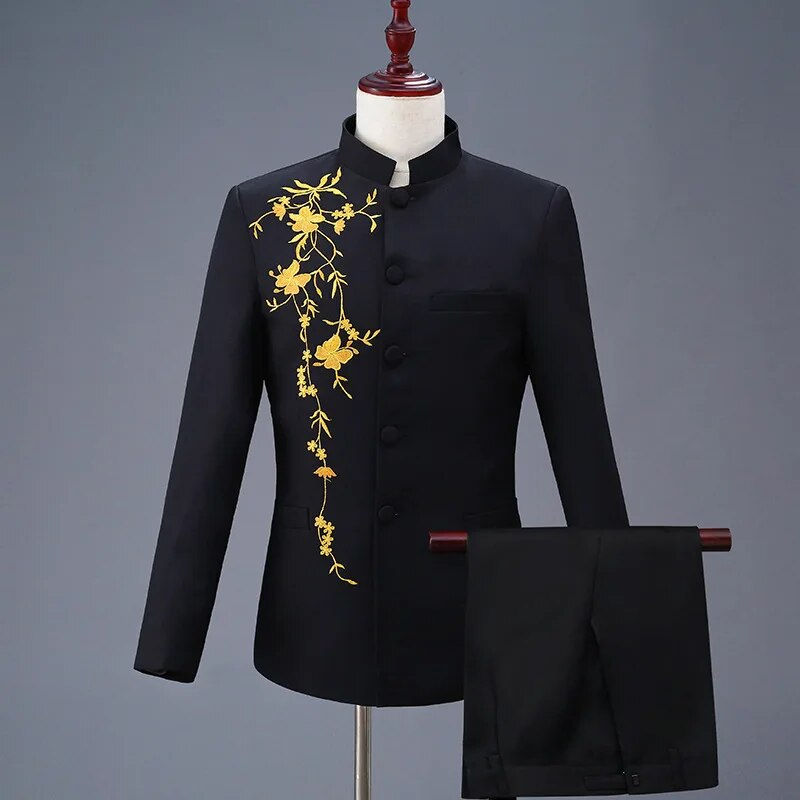 ภาพขนาดย่อ: Two Pcs Set Suit Jacket Pants / 2023 Fashion Men's Casual Boutique Personalized