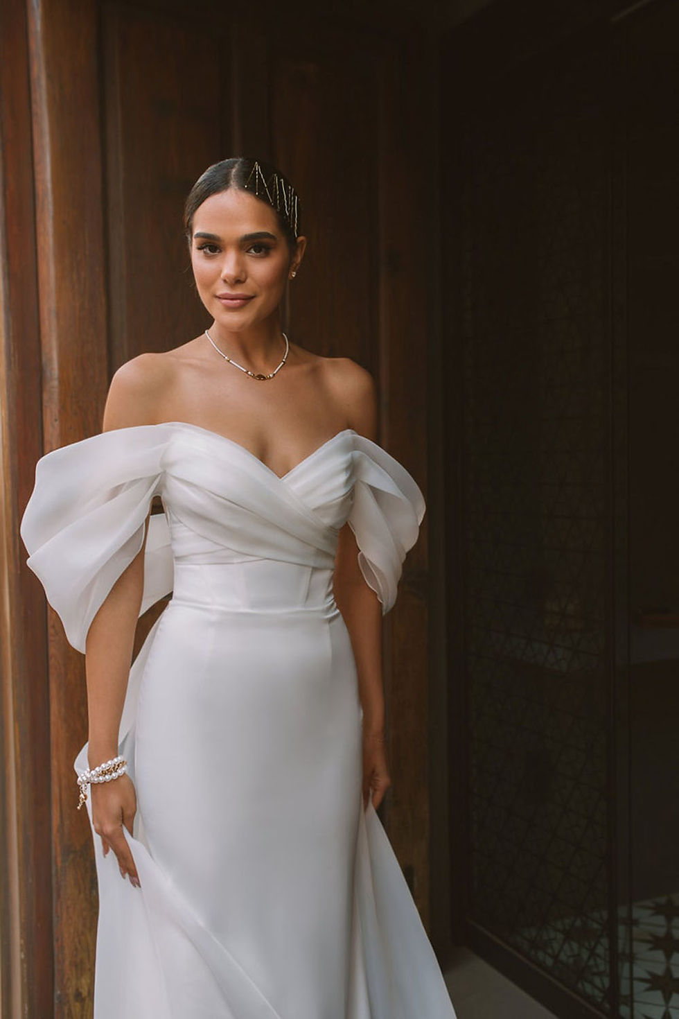 Miniatura: SoDigne 2023 Summer Wedding Party Dresses Off The Shoulder Pleats Bridal Dress