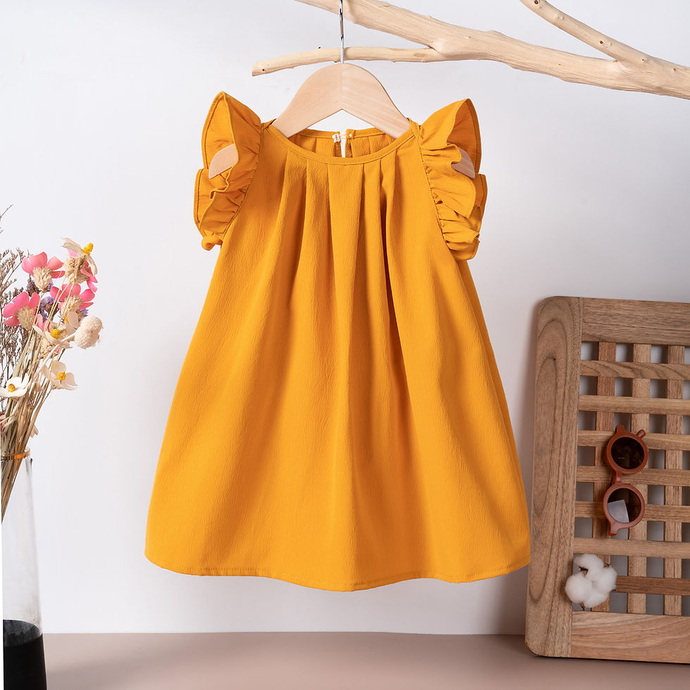 Thumbnail: Girl Korean Casual Dresses 0-5Y Summer Infant Girls Solid Dress Cute and Sweet 