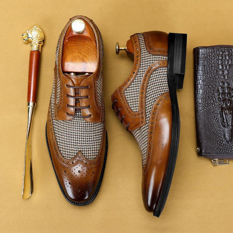 Küçük resim: Leather Brogues Men Big Size Fashion Wedding Party Men Dress Shoes Italian Desi
