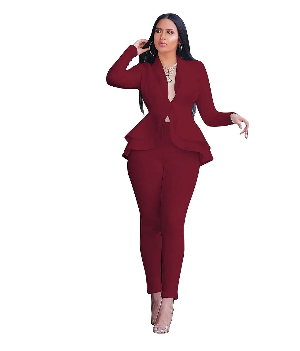 Thumbnail: Ruffles Casual Two Piece Set Women Elegant Blazer Coat Pencil Pants Tracksuit S