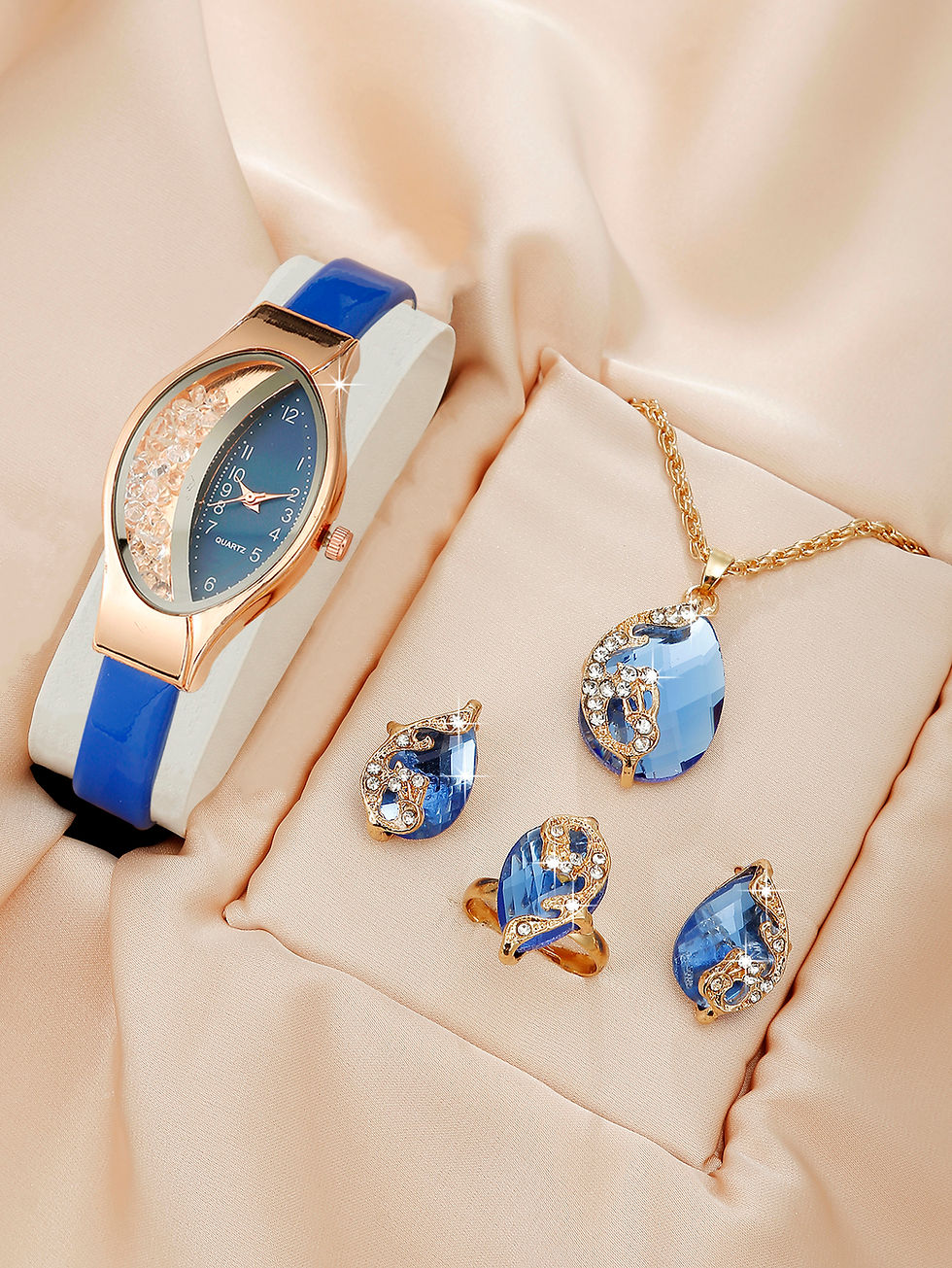 Thumbnail: New 5pcs Set Watches Women Leather Band Ladies Watch Simple Casual Womens Analo