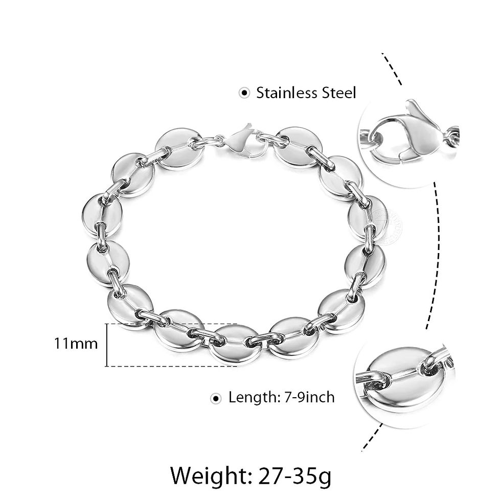 Thumbnail: Stainless Steel Coffee Beans Marina Link Chain Bracelets for Men Women Bracelet