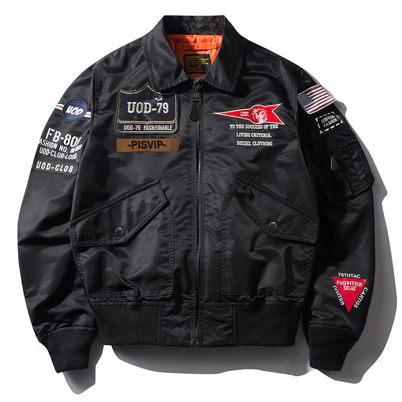 Thumbnail: New Hip Hop Jacket Men High Quality Thick Army Navy Military Motorcycle Ma-1 Av