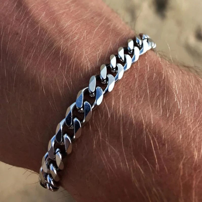 Thumbnail: 3-11mm Thick Waterproof Chain Bracelet for Men Stainless Steel Cuban Chain Wris