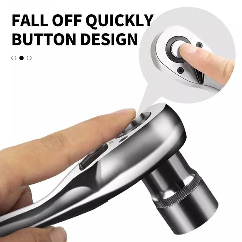 Thumbnail: 1/4 3/8 Inch Ratchet Wrench 24 Tooth Drive Ratchet Socket Wrench Tool Multi-fun