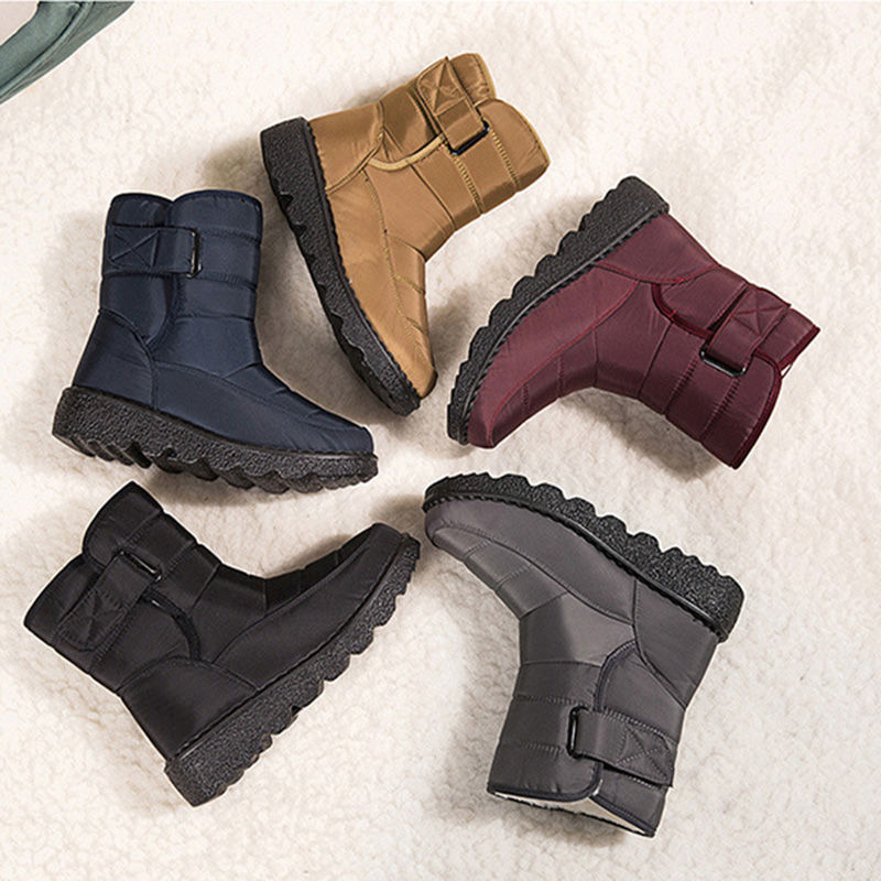 Thumbnail: Snow Boots Winter Warm Plush Shoes Women Waterproof Low Heels Platform Ankle Bo