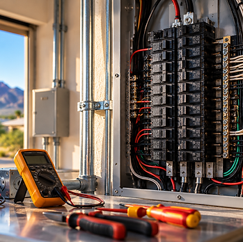 Electrician’s Workshop and Open Breaker Panel.png