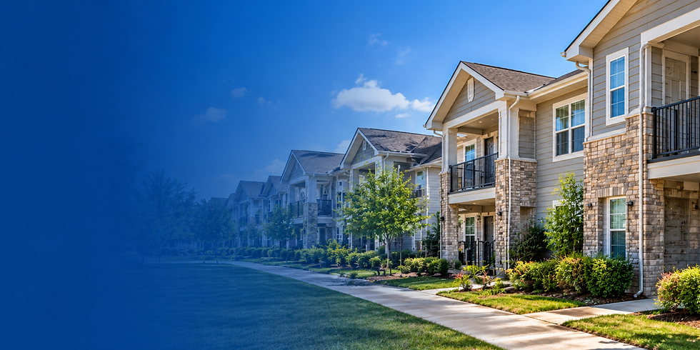 Modern multi-unit rental properties representing investment property repairs, rental maintenance, and make-ready services for landlords in Joplin, MO.