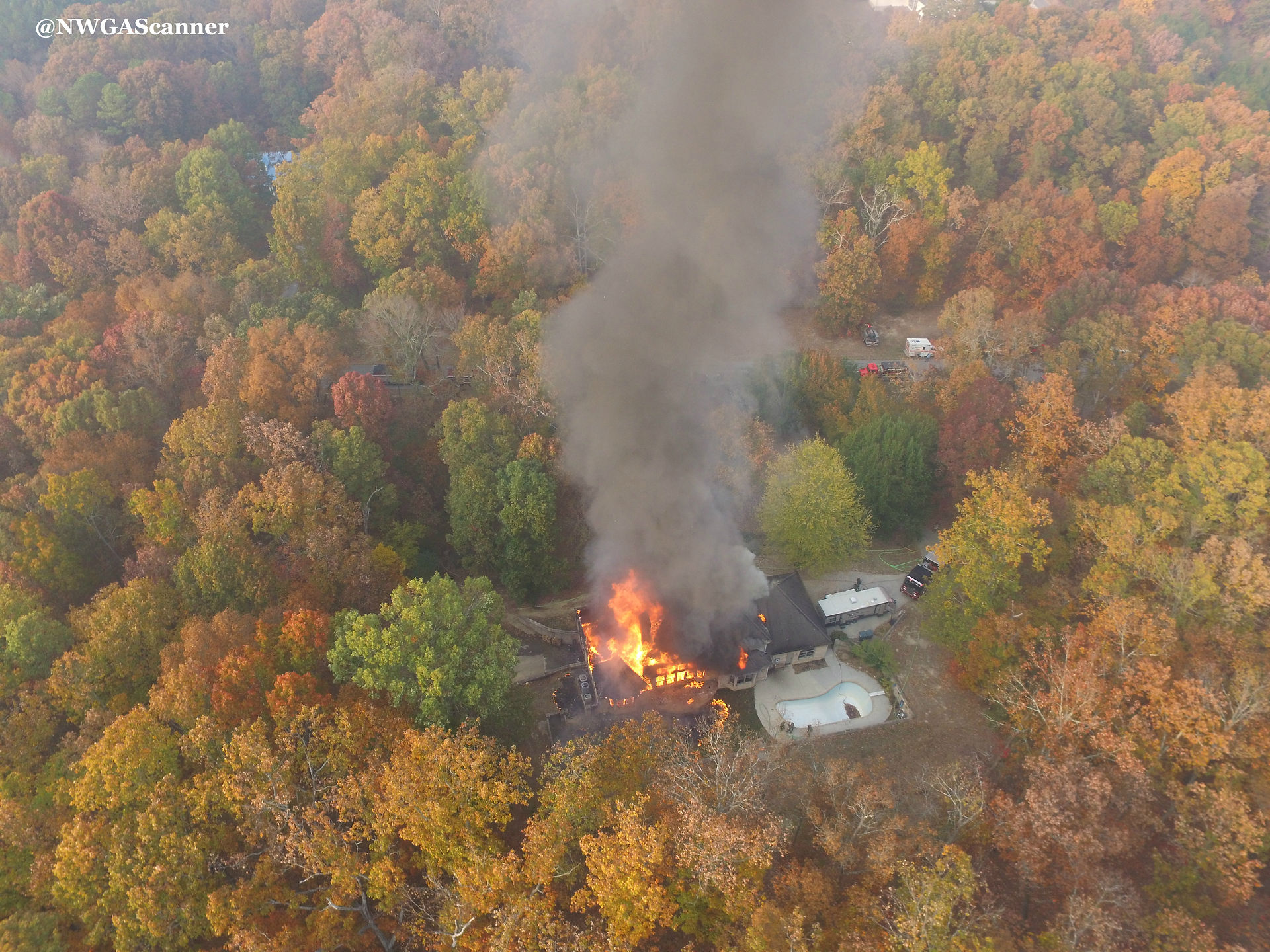 Drone picture of the fire