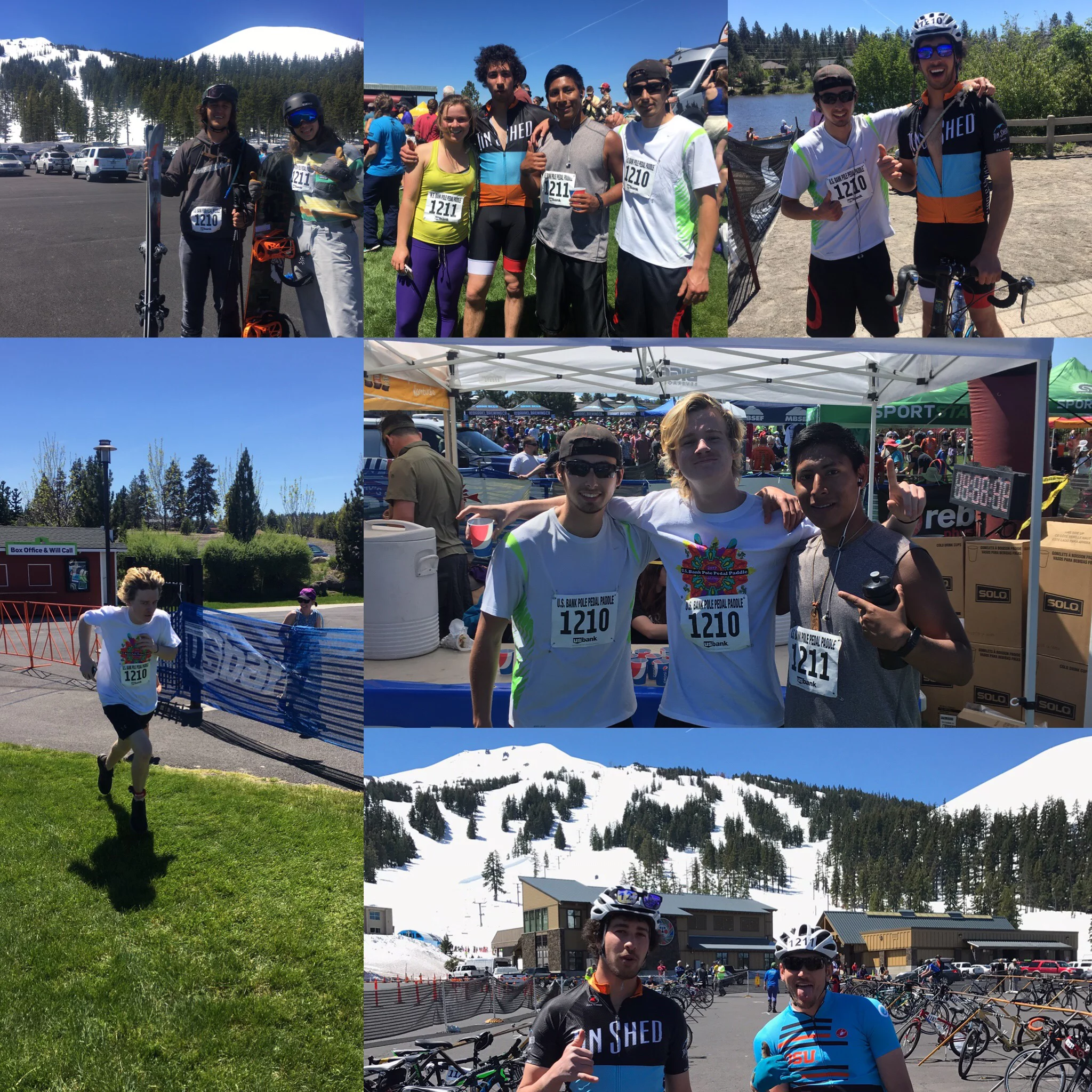 collage of photos of adults participating in the pole pedal paddle event