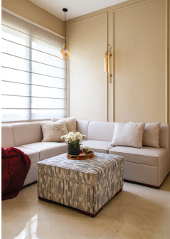 Contemporary guest suite designed as a flexible home office and entertainment space in a luxury residence.