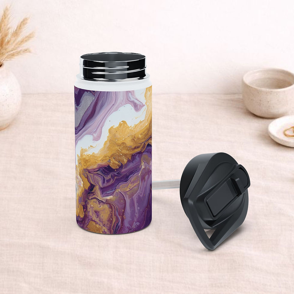 Thumbnail: Amethyst, Gold & Silver Insulated  Stainless Steel Water Bottle | VIOLET REVERIE