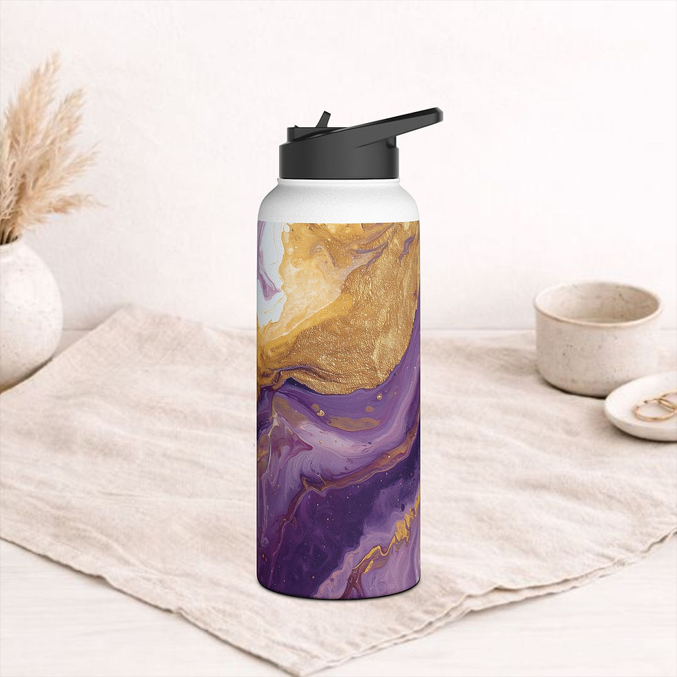 Thumbnail: Amethyst, Gold & Silver Insulated  Stainless Steel Water Bottle | VIOLET REVERIE