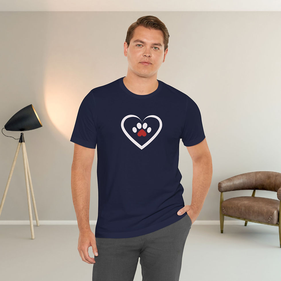 Thumbnail: Close-up of paw print heart graphic on shirt - navy