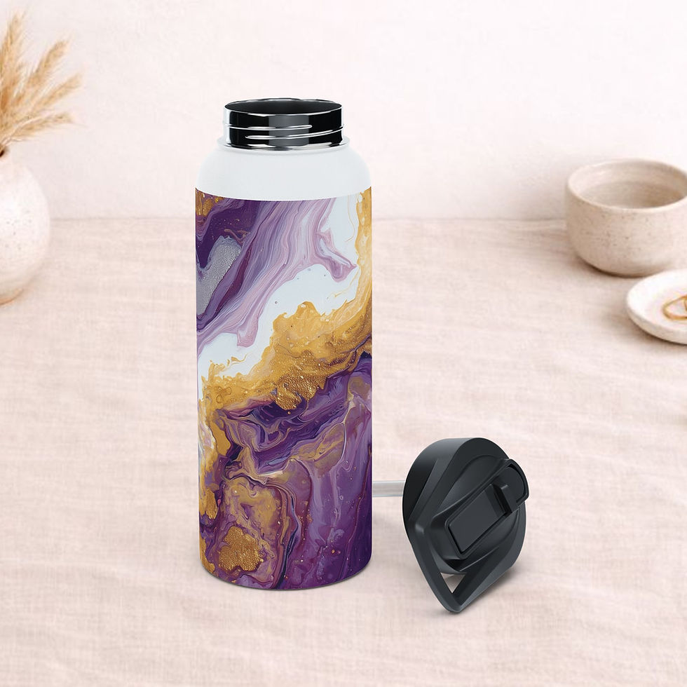 Thumbnail: Amethyst, Gold & Silver Insulated  Stainless Steel Water Bottle | VIOLET REVERIE