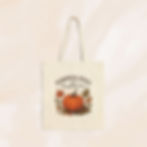 Pumpkin Spice Nice canvas tote bag with pumpkin and autumn leaves illustration - reusable fall shopping bag