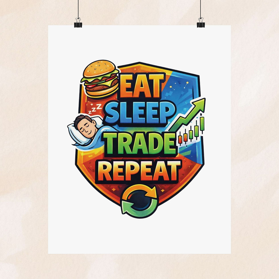 Eat Sleep Trade Repeat poster - funny trader art for stock and crypto lovers