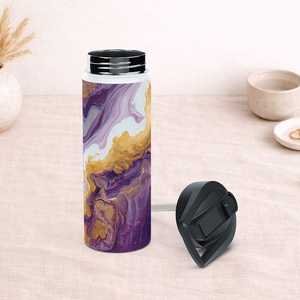 Thumbnail: Amethyst, Gold & Silver Insulated  Stainless Steel Water Bottle | VIOLET REVERIE
