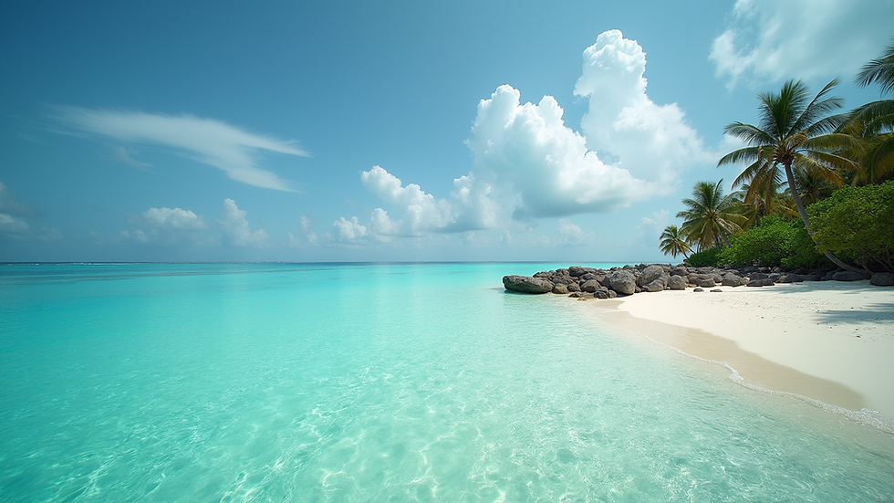 Vista panoramica di un reef accessibile da una spiaggia di resort alle Maldive