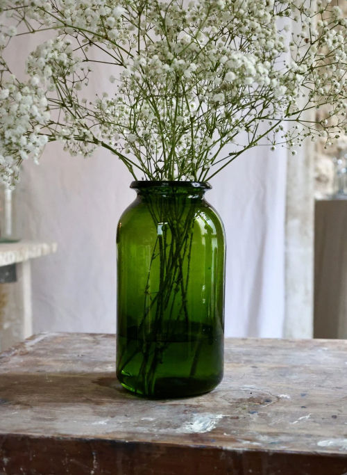 La Soufflerie handmade Grand Pharmacy Jar + Vase in Olive recycled glass available from Iris Lifestyle Cambridge UK