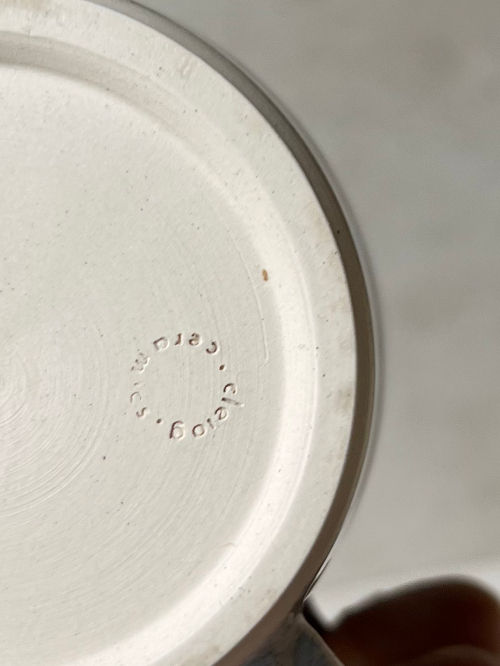 Thumbnail: Cleiog handmade ceramic large Deli Mugs in speckled pigeon grey available from Iris Lifestyle Cambridge UK