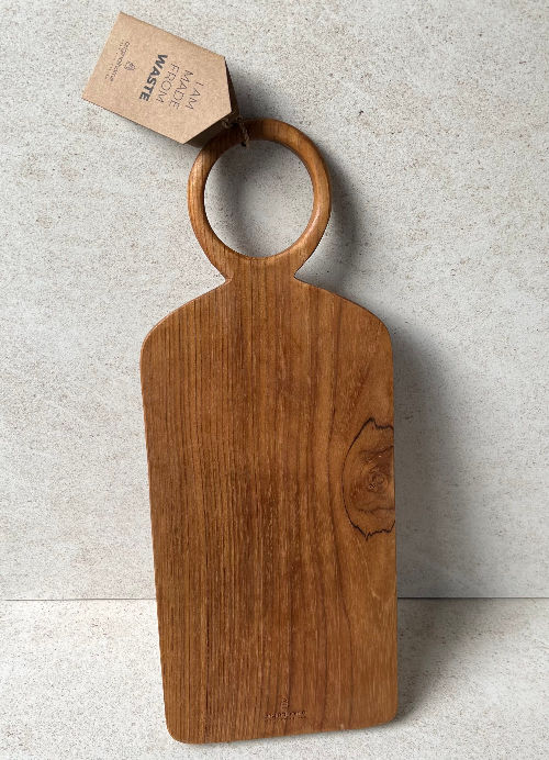 Thumbnail: Made from Waste Reclaimed Teak Fem Chopping + Serving Board  in medium available from  Iris Lifestyle Cambridge UK