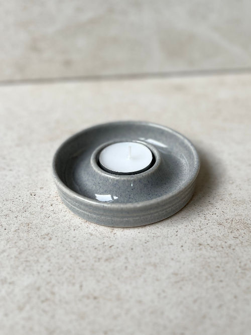 Thumbnail: Cleiog handmade ceramic tealight + stubby candleholder available from Iris Lifestyle Cambridge UK