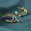 Thumbnail: Cheery Gold Plated ethical Earrings available in Gold + Labradorite Moon from Iris Lifestyle Cambridge UK