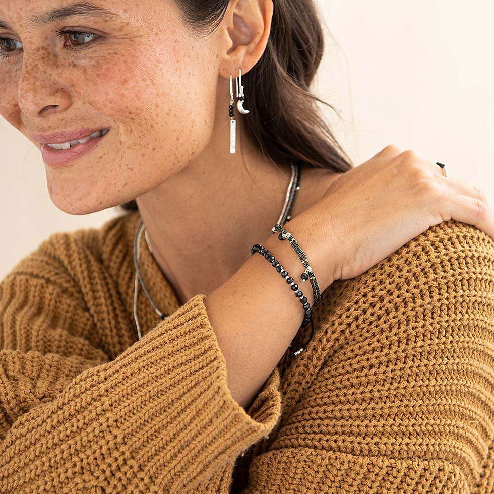 Thumbnail: A Beautiful Story Honor Bracelet in Black Onyx + Silver available from Iris Lifestyle Cambridge UK