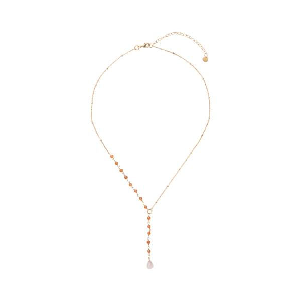 Thumbnail: A Beautiful Story ethical Dawn Necklace in Rose Quartz + Carnelian available from Iris Lifestyle Cambridge UK