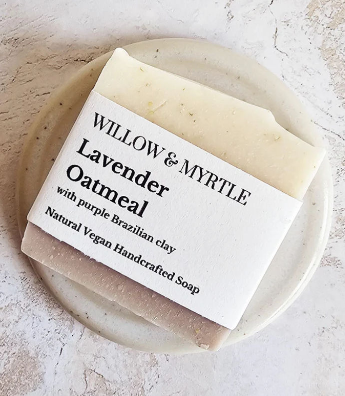 Lavender + Oatmeal Artisan Handmade Soap Bar by Willow + Myrtle available at Iris Lifestyle Cambridge UK