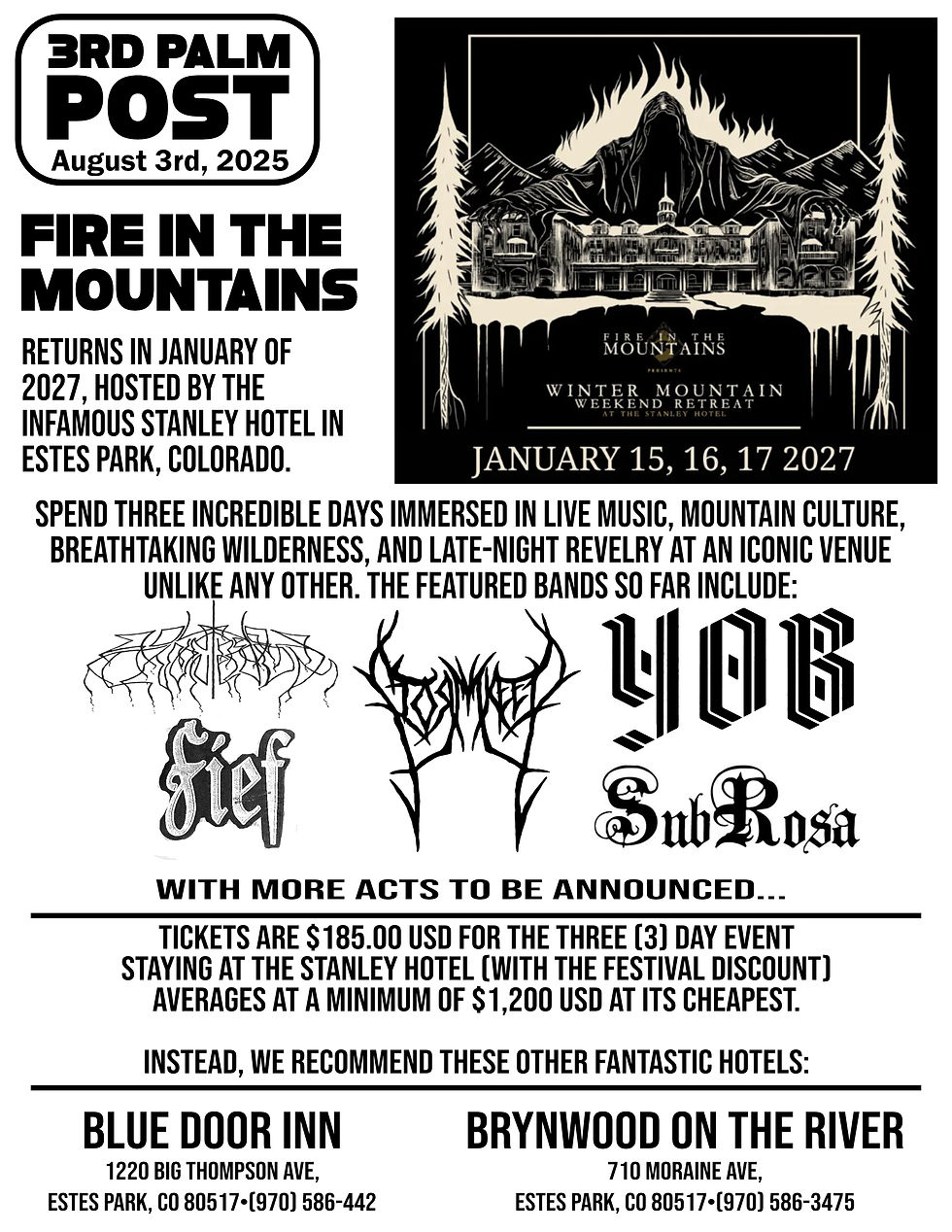 Fire in the Mountains at the Stanley Hotel in Estes Park, Colorado