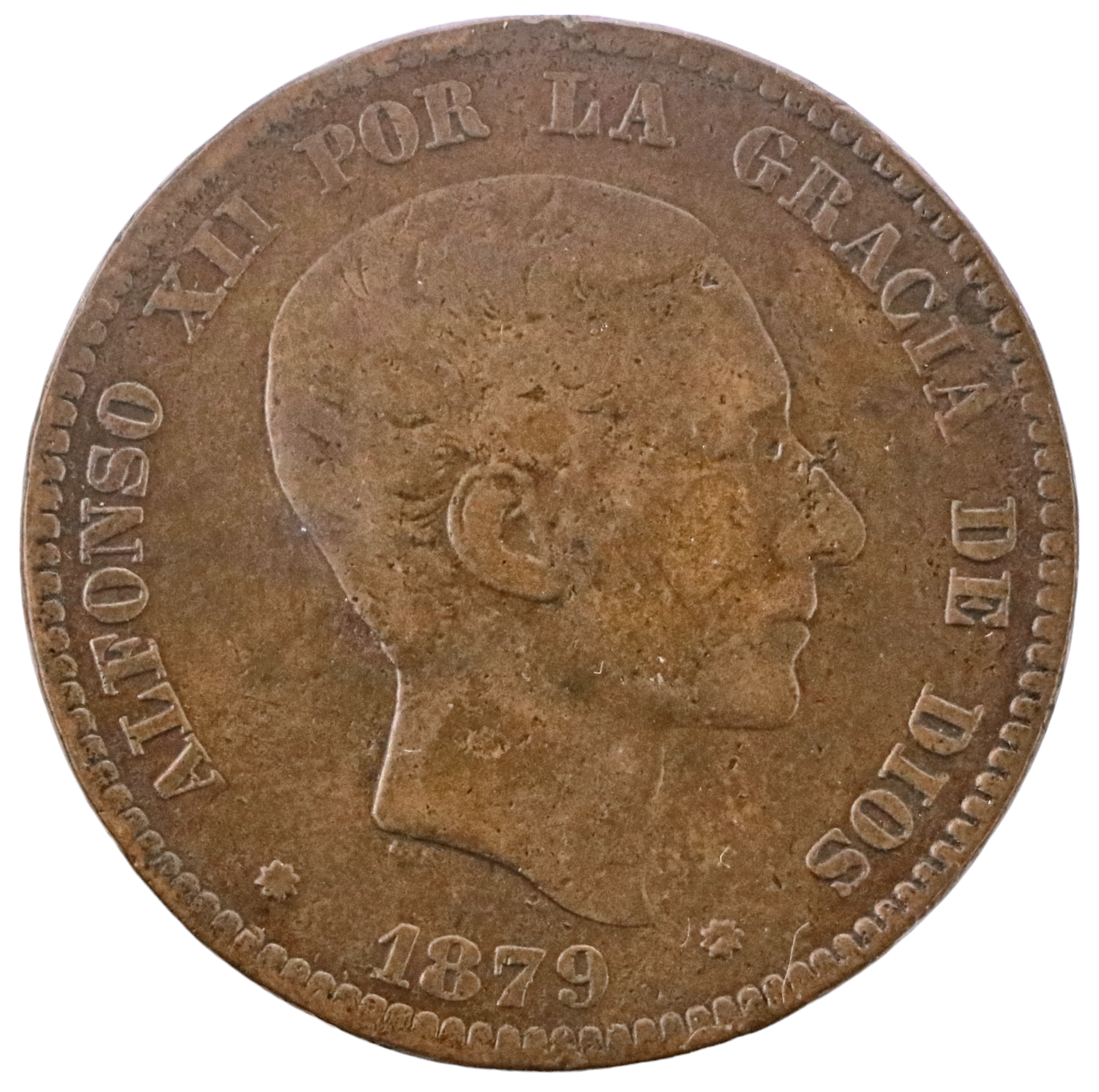 1879 Spain 10 Centimos KM#675