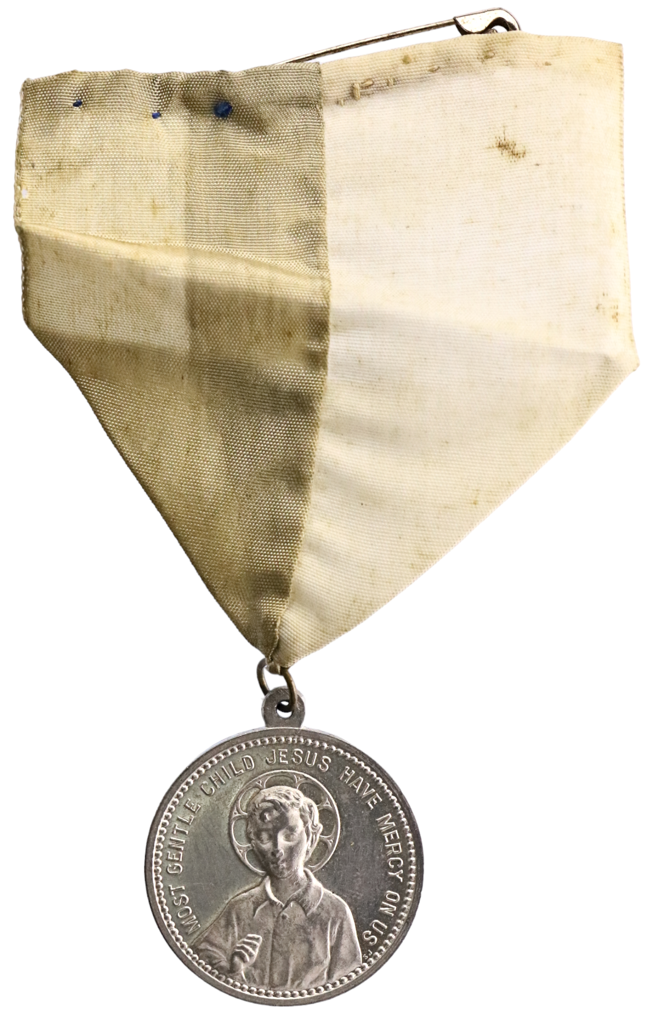 Vintage Archconfraternity of the divine child jesus Medallion with handmade ribb