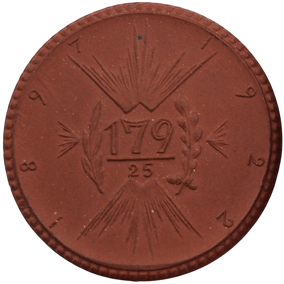 Thumbnail: 1922 German Porcelain 25 Pfennig Medallion, 41mm, Ehret die Toten