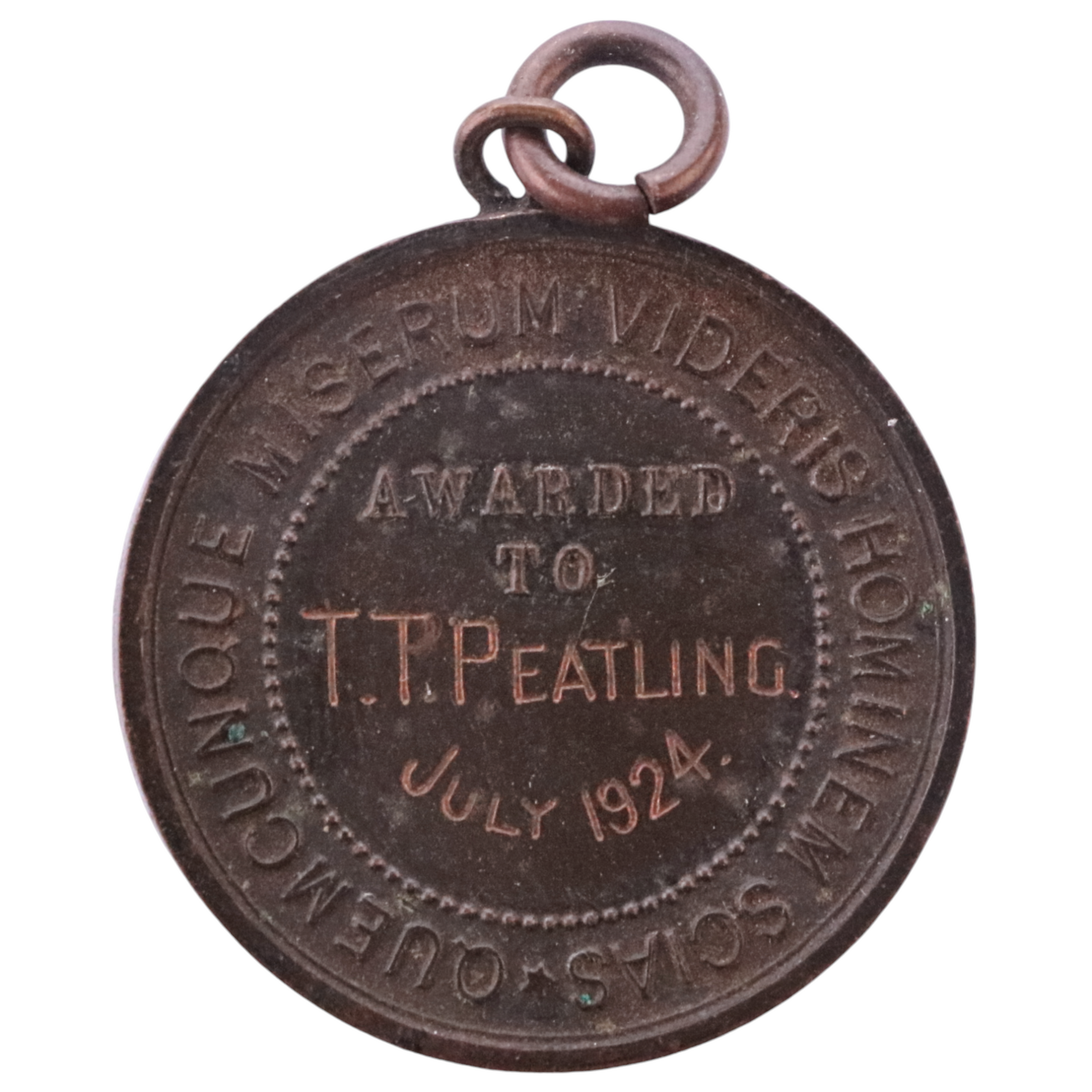1924 The Royal Life Saving Society medal Awarded to T.T.Peatling