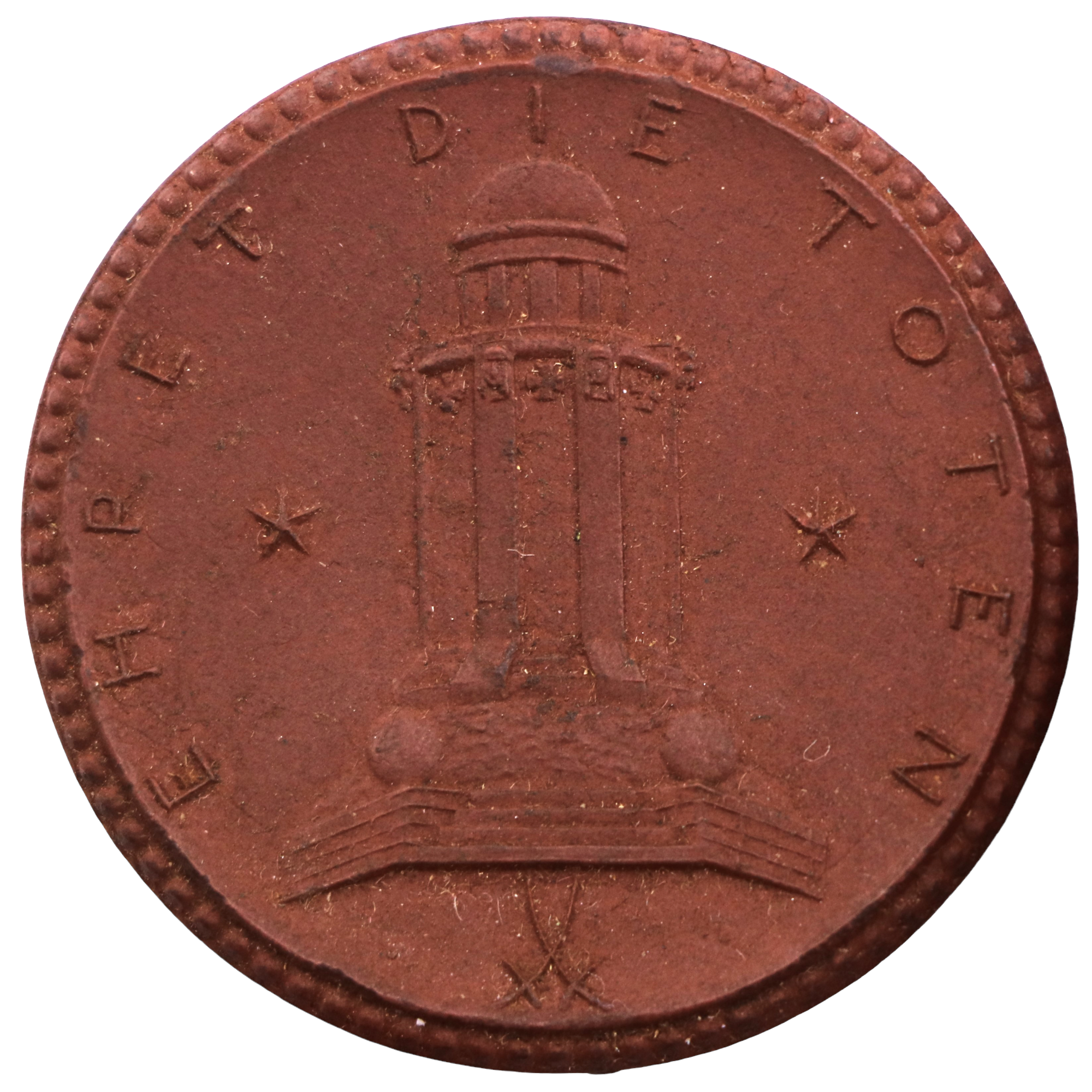 1922 German Porcelain 25 Pfennig Medallion, 41mm, Ehret die Toten