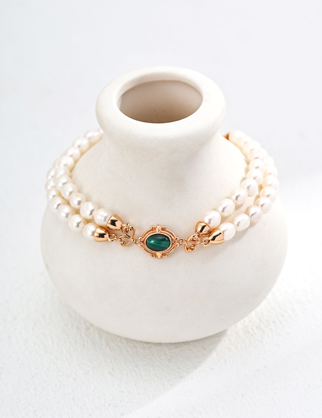 Malachite with Pearl Layered Bracelet