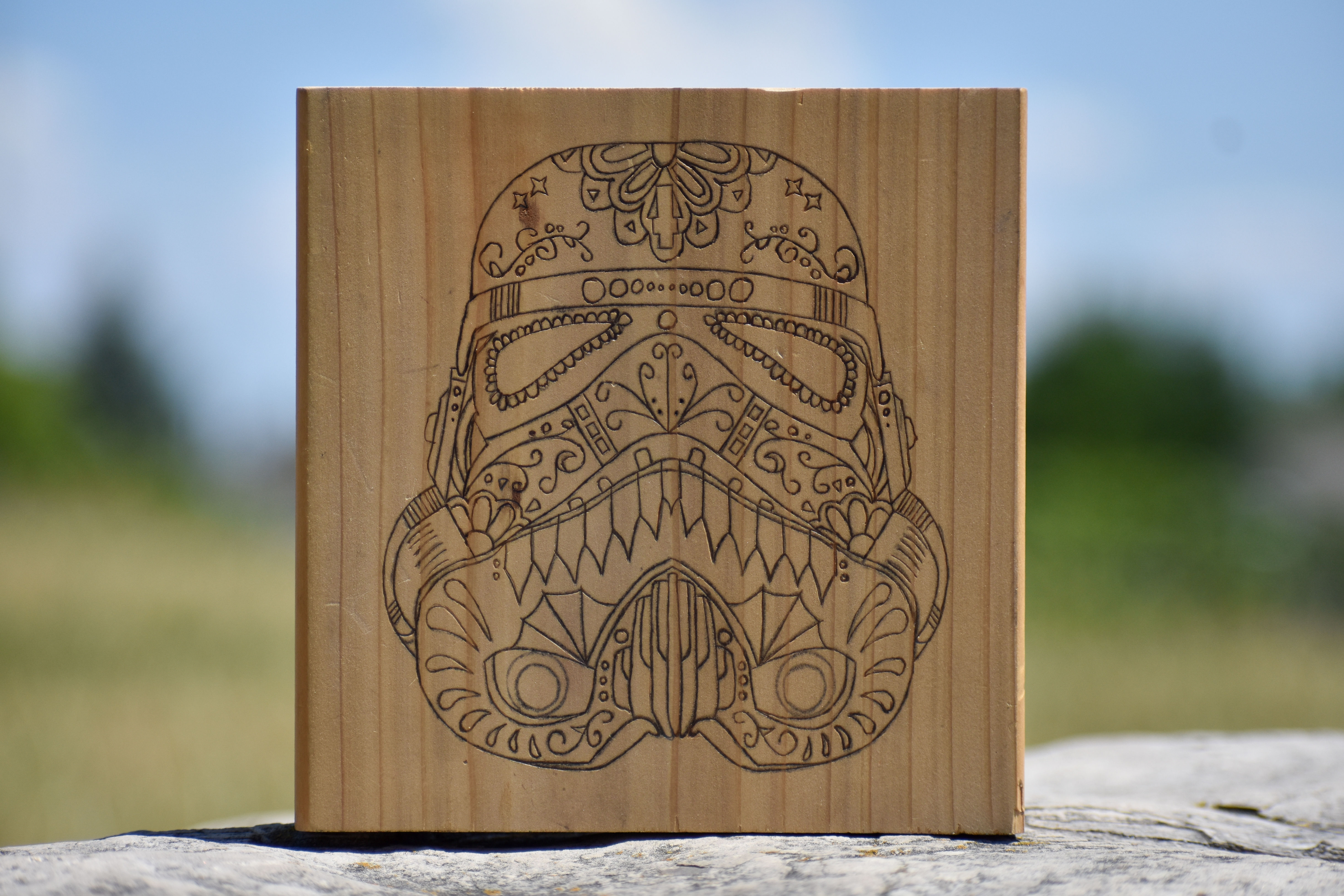 Geometric Stormtrooper Woodburning