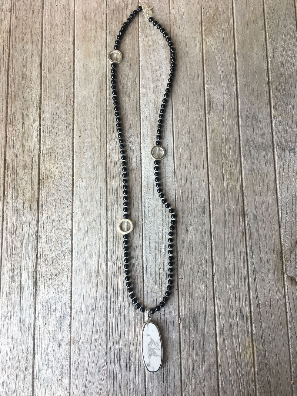 Thumbnail: black glass beads with marble stone