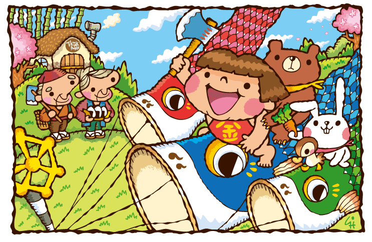 鯉のぼりに乗った金太郎!
